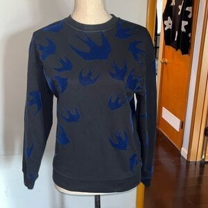 MCQ by ALEXANDER MCQUEEN Black Blue Print Cotton Elastane Sweatshirt size XS